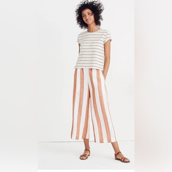 Madewell Huston Pull-On Crop Pants in Evelyn Stripe - Picture 1 of 6